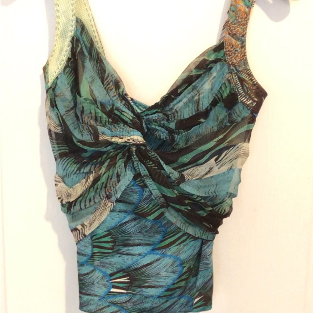Roberto Cavalli Silk Multicolor Patterned Tank Top